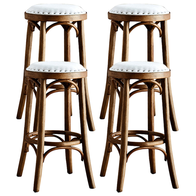 Industrial Wood Quilted Distressed Barstool 29.5" H Indoor Tall Stool with Round Seat Walnut 4 Piece Set Backless Clearhalo 'Bar Furniture' 'Bar Stools' 'bar_stools' 'furn' 'furn_bar_stools' 'furniture_bar_stools' 'Kitchen & Dining Furniture' 'kitchen&dining_furn' 'kitchen' 'kitchen_furn' Furniture' 4198727