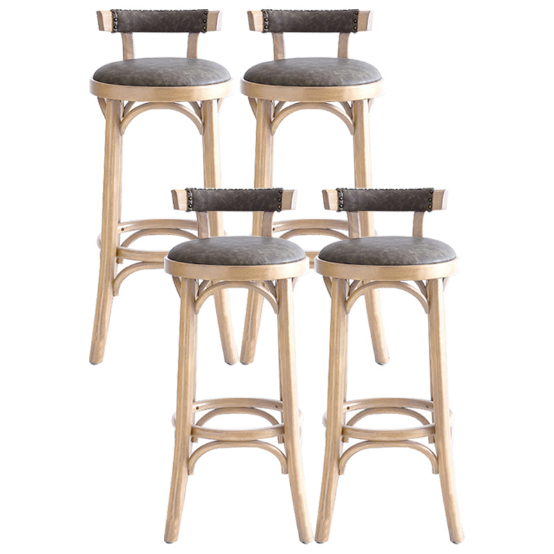 Industrial Wood Quilted Distressed Barstool 29.5" H Indoor Tall Stool with Round Seat Wood 4 Piece Set Low Back Clearhalo 'Bar Furniture' 'Bar Stools' 'bar_stools' 'furn' 'furn_bar_stools' 'furniture_bar_stools' 'Kitchen & Dining Furniture' 'kitchen&dining_furn' 'kitchen' 'kitchen_furn' Furniture' 4198728