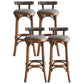Industrial Wood Quilted Distressed Barstool 29.5" H Indoor Tall Stool with Round Seat Walnut 4 Piece Set Low Back Clearhalo 'Bar Furniture' 'Bar Stools' 'bar_stools' 'furn' 'furn_bar_stools' 'furniture_bar_stools' 'Kitchen & Dining Furniture' 'kitchen&dining_furn' 'kitchen' 'kitchen_furn' Furniture' 4198730