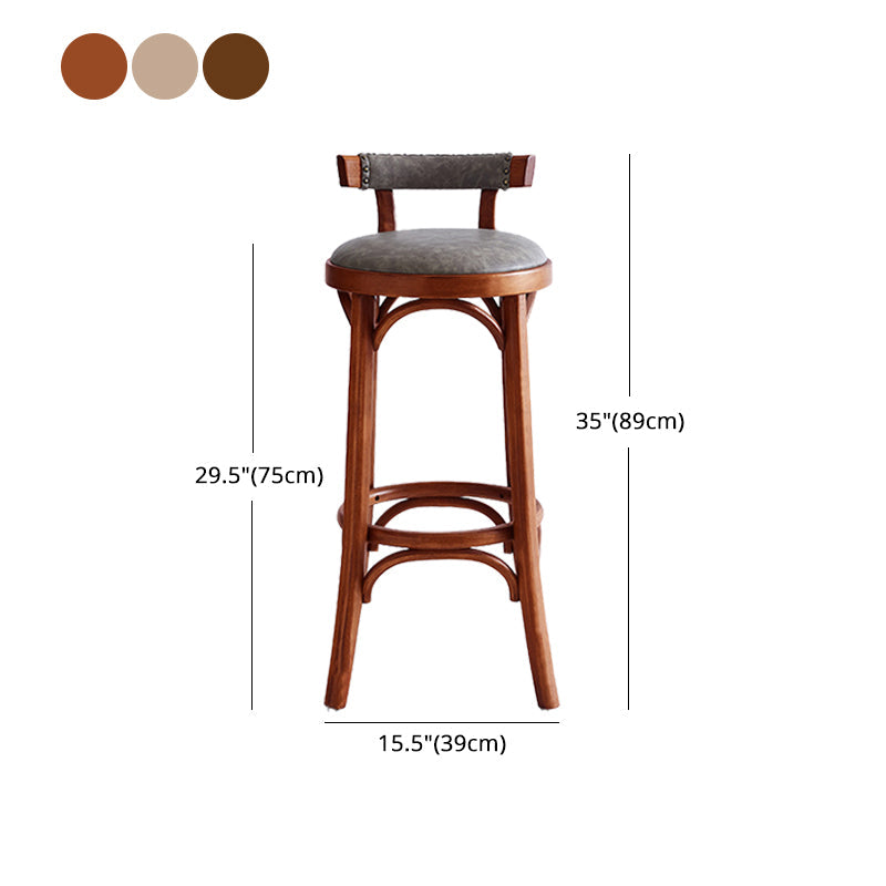 Industrial Wood Quilted Distressed Barstool 29.5" H Indoor Tall Stool with Round Seat Clearhalo 'Bar Furniture' 'Bar Stools' 'bar_stools' 'furn' 'furn_bar_stools' 'furniture_bar_stools' 'Kitchen & Dining Furniture' 'kitchen&dining_furn' 'kitchen' 'kitchen_furn' Furniture' 4198731