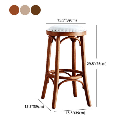 Industrial Wood Quilted Distressed Barstool 29.5" H Indoor Tall Stool with Round Seat Clearhalo 'Bar Furniture' 'Bar Stools' 'bar_stools' 'furn' 'furn_bar_stools' 'furniture_bar_stools' 'Kitchen & Dining Furniture' 'kitchen&dining_furn' 'kitchen' 'kitchen_furn' Furniture' 4198732