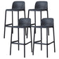 Nordic Macron Barstool Plastic 4 Legs Bar Stool for Living Room Set of 4 Black 4 Piece Set Clearhalo 'Bar Furniture' 'Bar Stools' 'bar_stools' 'furn' 'furn_bar_stools' 'furniture_bar_stools' 'Kitchen & Dining Furniture' 'kitchen&dining_furn' 'kitchen' 'kitchen_furn' Furniture' 4198734