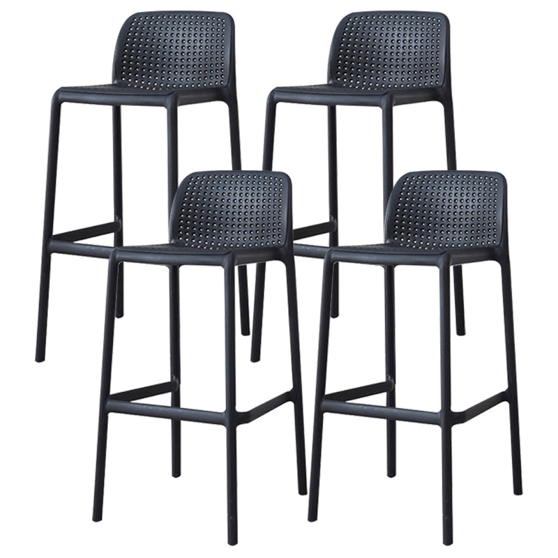 Nordic Macron Barstool Plastic 4 Legs Bar Stool for Living Room Set of 4 Black 4 Piece Set Clearhalo 'Bar Furniture' 'Bar Stools' 'bar_stools' 'furn' 'furn_bar_stools' 'furniture_bar_stools' 'Kitchen & Dining Furniture' 'kitchen&dining_furn' 'kitchen' 'kitchen_furn' Furniture' 4198734