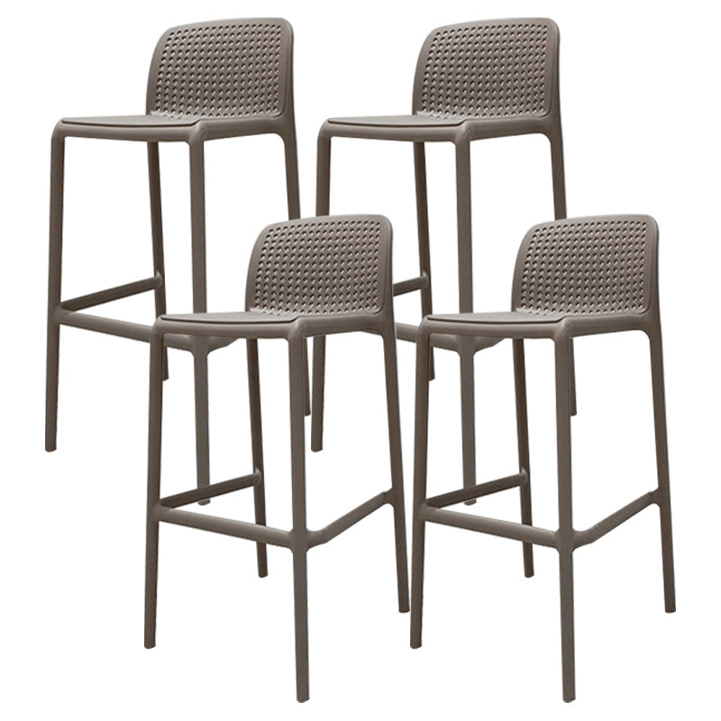 Nordic Macron Barstool Plastic 4 Legs Bar Stool for Living Room Set of 4 Brown 4 Piece Set Clearhalo 'Bar Furniture' 'Bar Stools' 'bar_stools' 'furn' 'furn_bar_stools' 'furniture_bar_stools' 'Kitchen & Dining Furniture' 'kitchen&dining_furn' 'kitchen' 'kitchen_furn' Furniture' 4198735