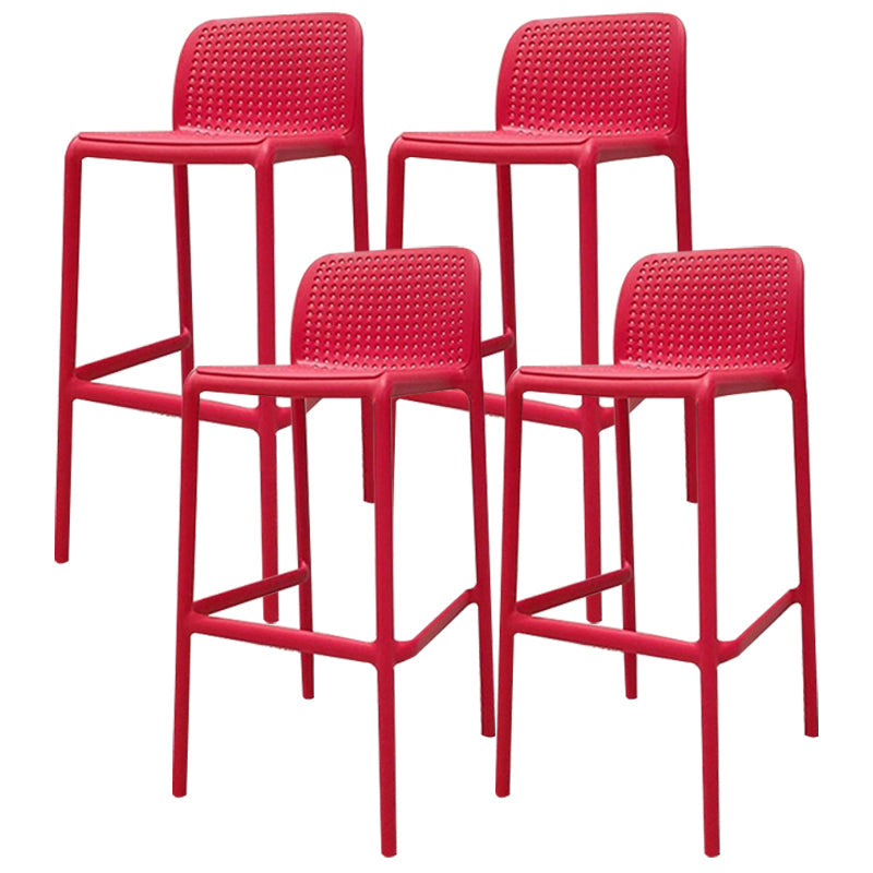 Nordic Macron Barstool Plastic 4 Legs Bar Stool for Living Room Set of 4 Red 4 Piece Set Clearhalo 'Bar Furniture' 'Bar Stools' 'bar_stools' 'furn' 'furn_bar_stools' 'furniture_bar_stools' 'Kitchen & Dining Furniture' 'kitchen&dining_furn' 'kitchen' 'kitchen_furn' Furniture' 4198737