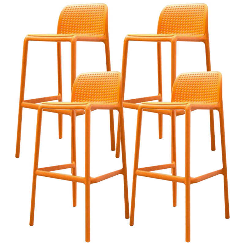 Nordic Macron Barstool Plastic 4 Legs Bar Stool for Living Room Set of 4 Orange 4 Piece Set Clearhalo 'Bar Furniture' 'Bar Stools' 'bar_stools' 'furn' 'furn_bar_stools' 'furniture_bar_stools' 'Kitchen & Dining Furniture' 'kitchen&dining_furn' 'kitchen' 'kitchen_furn' Furniture' 4198741