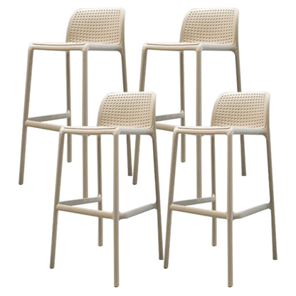 Nordic Macron Barstool Plastic 4 Legs Bar Stool for Living Room Set of 4 Beige 4 Piece Set Clearhalo 'Bar Furniture' 'Bar Stools' 'bar_stools' 'furn' 'furn_bar_stools' 'furniture_bar_stools' 'Kitchen & Dining Furniture' 'kitchen&dining_furn' 'kitchen' 'kitchen_furn' Furniture' 4198743