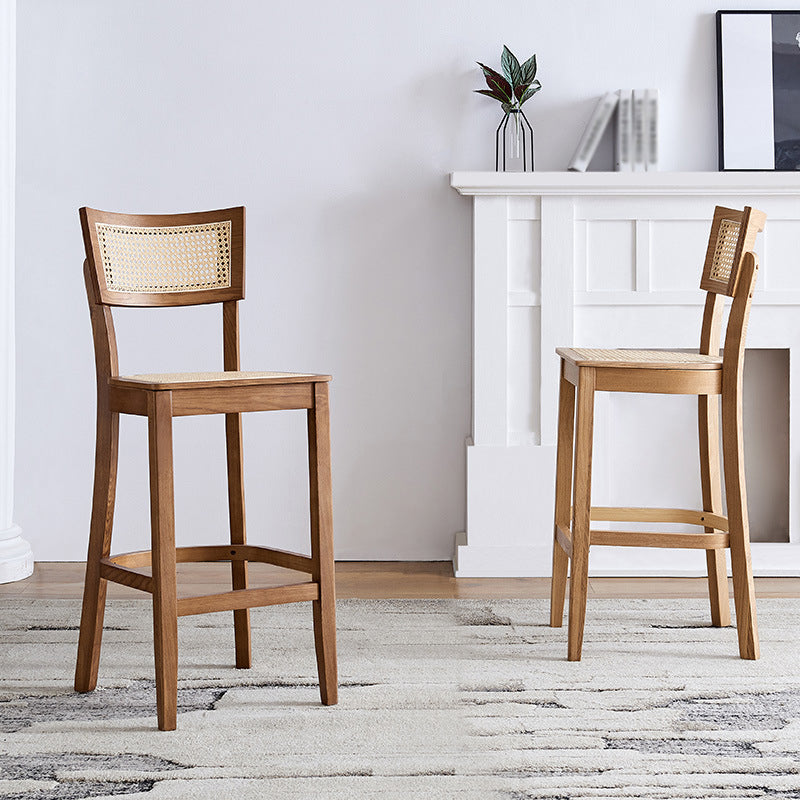 Tropical Style 30-inch Barstool Wood 4 Legs Base Bar Stool for Living Room Clearhalo 'Bar Furniture' 'Bar Stools' 'bar_stools' 'furn' 'furn_bar_stools' 'furniture_bar_stools' 'Kitchen & Dining Furniture' 'kitchen&dining_furn' 'kitchen' 'kitchen_furn' Furniture' 4198790