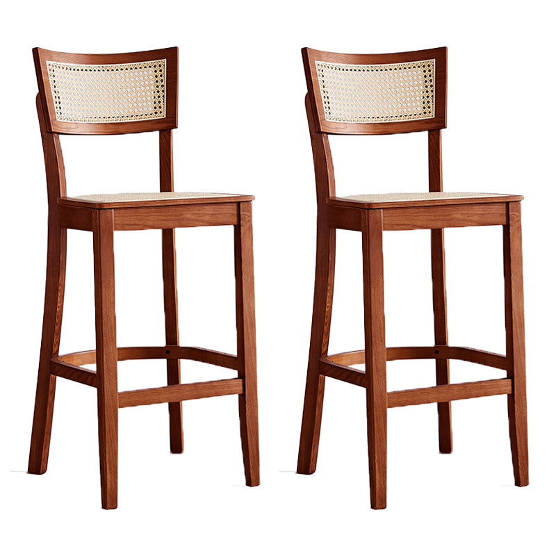 Tropical Style 30-inch Barstool Wood 4 Legs Base Bar Stool for Living Room Brown 2 Piece Set Clearhalo 'Bar Furniture' 'Bar Stools' 'bar_stools' 'furn' 'furn_bar_stools' 'furniture_bar_stools' 'Kitchen & Dining Furniture' 'kitchen&dining_furn' 'kitchen' 'kitchen_furn' Furniture' 4198791