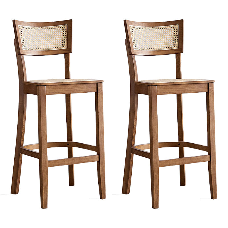 Tropical Style 30-inch Barstool Wood 4 Legs Base Bar Stool for Living Room Walnut 2 Piece Set Clearhalo 'Bar Furniture' 'Bar Stools' 'bar_stools' 'furn' 'furn_bar_stools' 'furniture_bar_stools' 'Kitchen & Dining Furniture' 'kitchen&dining_furn' 'kitchen' 'kitchen_furn' Furniture' 4198794