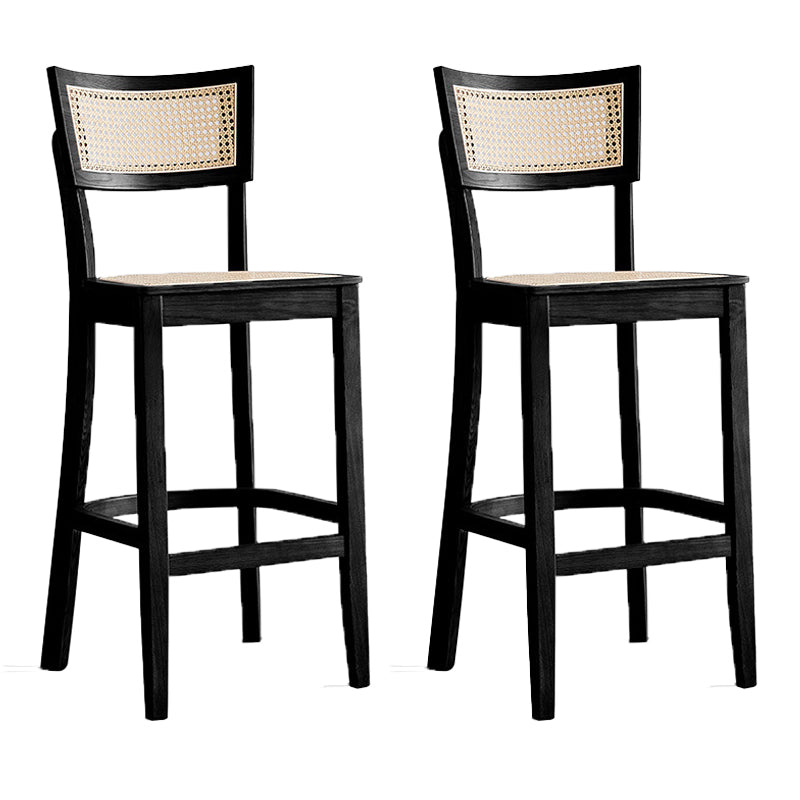Tropical Style 30-inch Barstool Wood 4 Legs Base Bar Stool for Living Room Black 2 Piece Set Clearhalo 'Bar Furniture' 'Bar Stools' 'bar_stools' 'furn' 'furn_bar_stools' 'furniture_bar_stools' 'Kitchen & Dining Furniture' 'kitchen&dining_furn' 'kitchen' 'kitchen_furn' Furniture' 4198796