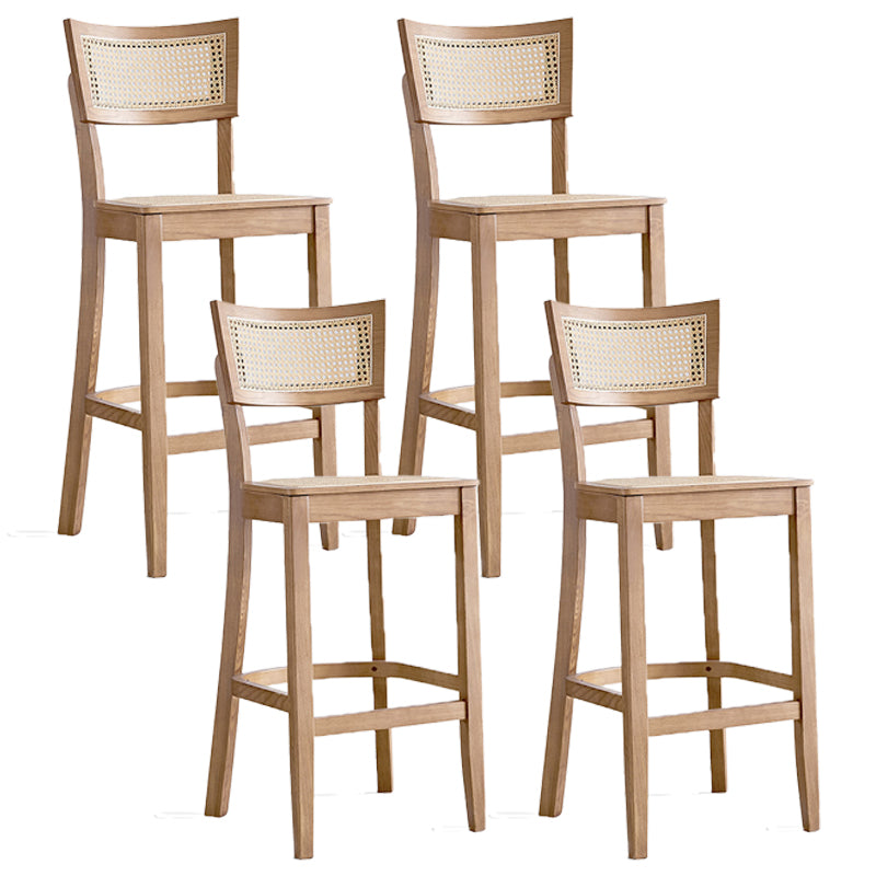 Tropical Style 30-inch Barstool Wood 4 Legs Base Bar Stool for Living Room Wood 4 Piece Set Clearhalo 'Bar Furniture' 'Bar Stools' 'bar_stools' 'furn' 'furn_bar_stools' 'furniture_bar_stools' 'Kitchen & Dining Furniture' 'kitchen&dining_furn' 'kitchen' 'kitchen_furn' Furniture' 4198800