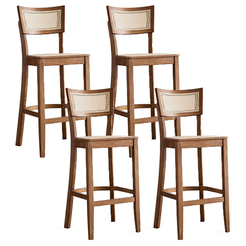 Tropical Style 30-inch Barstool Wood 4 Legs Base Bar Stool for Living Room Walnut 4 Piece Set Clearhalo 'Bar Furniture' 'Bar Stools' 'bar_stools' 'furn' 'furn_bar_stools' 'furniture_bar_stools' 'Kitchen & Dining Furniture' 'kitchen&dining_furn' 'kitchen' 'kitchen_furn' Furniture' 4198802