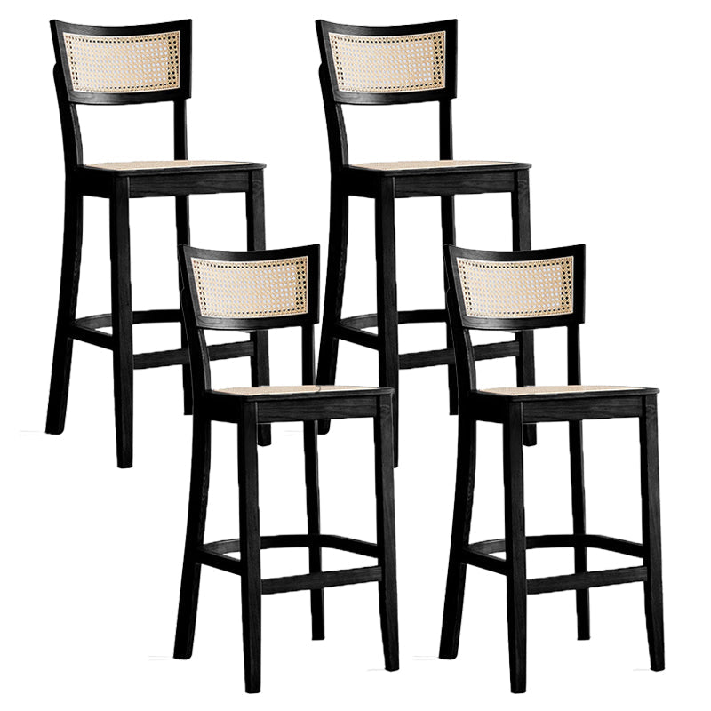 Tropical Style 30-inch Barstool Wood 4 Legs Base Bar Stool for Living Room Black 4 Piece Set Clearhalo 'Bar Furniture' 'Bar Stools' 'bar_stools' 'furn' 'furn_bar_stools' 'furniture_bar_stools' 'Kitchen & Dining Furniture' 'kitchen&dining_furn' 'kitchen' 'kitchen_furn' Furniture' 4198804