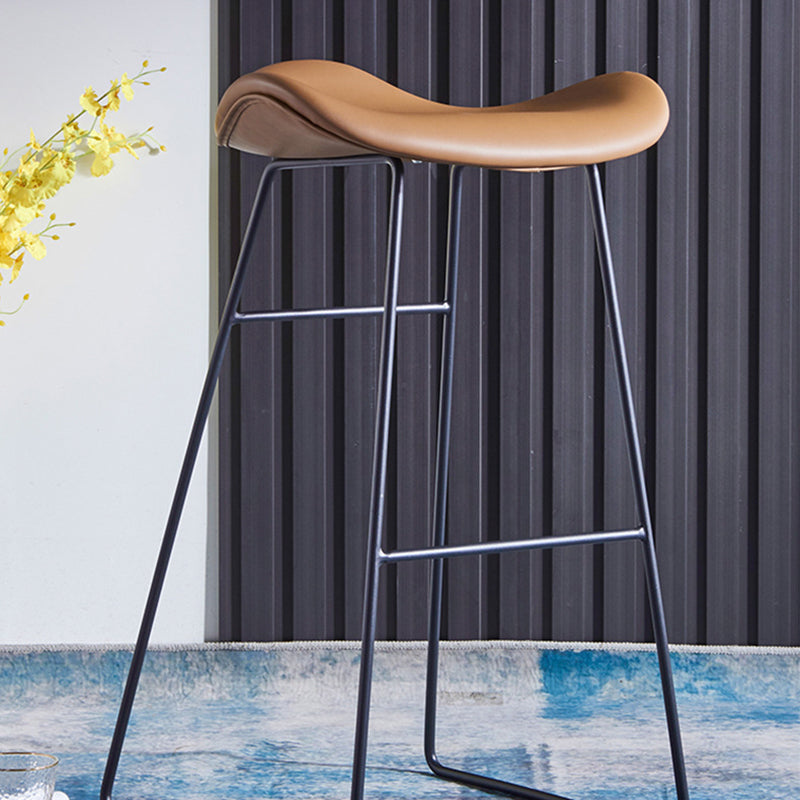 Nordic Leather Seats Barstool Metal Base Bar Stool for Living Room Clearhalo 'Bar Furniture' 'Bar Stools' 'bar_stools' 'furn' 'furn_bar_stools' 'furniture_bar_stools' 'Kitchen & Dining Furniture' 'kitchen&dining_furn' 'kitchen' 'kitchen_furn' Furniture' 4198807