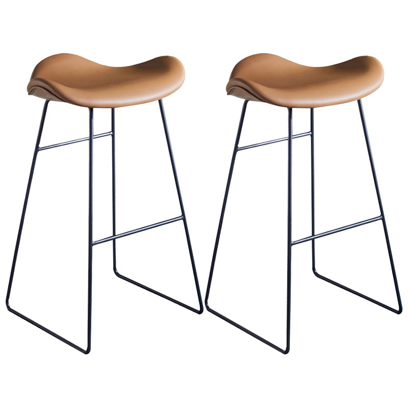 Nordic Leather Seats Barstool Metal Base Bar Stool for Living Room 2 Piece Set Clearhalo 'Bar Furniture' 'Bar Stools' 'bar_stools' 'furn' 'furn_bar_stools' 'furniture_bar_stools' 'Kitchen & Dining Furniture' 'kitchen&dining_furn' 'kitchen' 'kitchen_furn' Furniture' 4198808