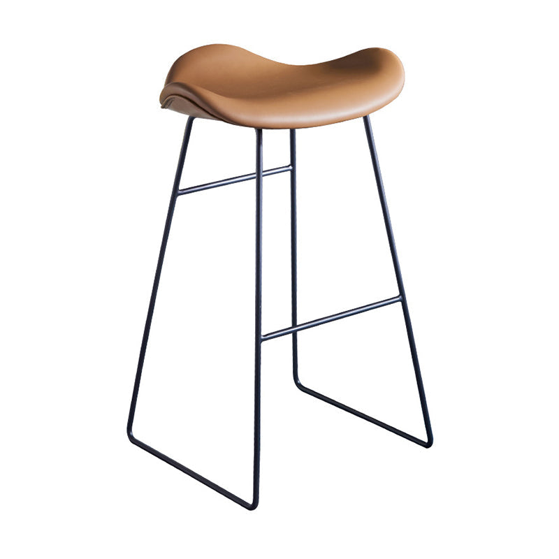 Nordic Leather Seats Barstool Metal Base Bar Stool for Living Room Clearhalo 'Bar Furniture' 'Bar Stools' 'bar_stools' 'furn' 'furn_bar_stools' 'furniture_bar_stools' 'Kitchen & Dining Furniture' 'kitchen&dining_furn' 'kitchen' 'kitchen_furn' Furniture' 4198813