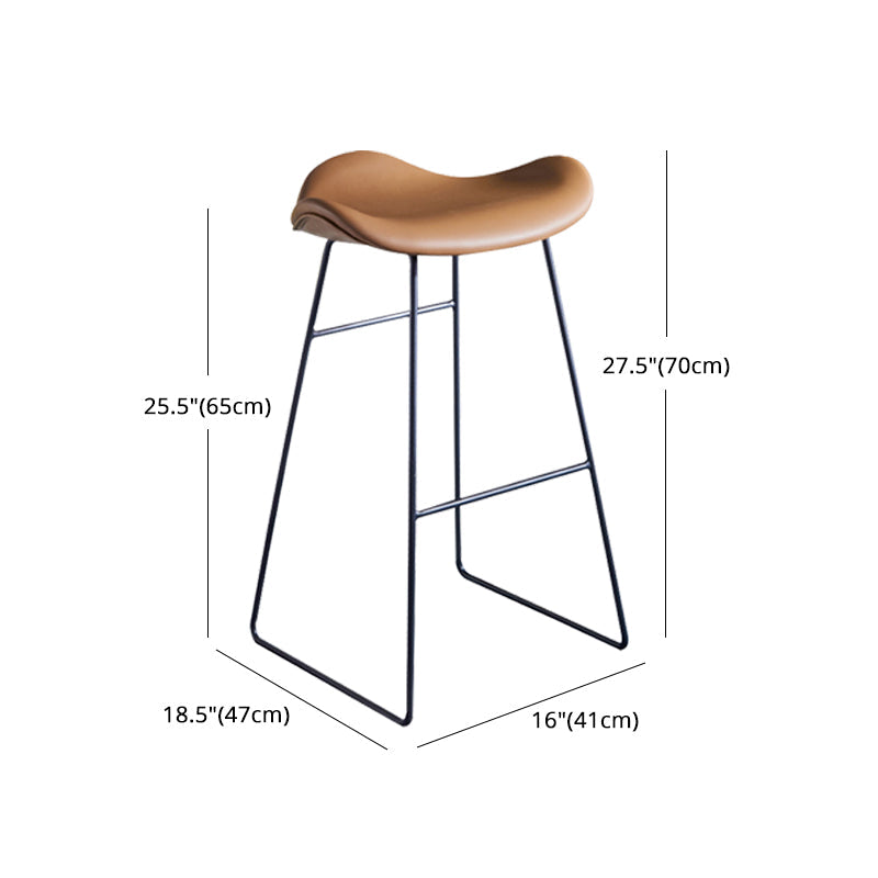 Nordic Leather Seats Barstool Metal Base Bar Stool for Living Room Clearhalo 'Bar Furniture' 'Bar Stools' 'bar_stools' 'furn' 'furn_bar_stools' 'furniture_bar_stools' 'Kitchen & Dining Furniture' 'kitchen&dining_furn' 'kitchen' 'kitchen_furn' Furniture' 4198815