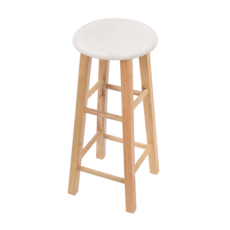 Beige Wood Nordic Barstool 31.5" H Round Indoor Tall Stool, 1 Piece White Clearhalo 'Bar Furniture' 'Bar Stools' 'bar_stools' 'furn' 'furn_bar_stools' 'furniture_bar_stools' 'Kitchen & Dining Furniture' 'kitchen&dining_furn' 'kitchen' 'kitchen_furn' Furniture' 4198821