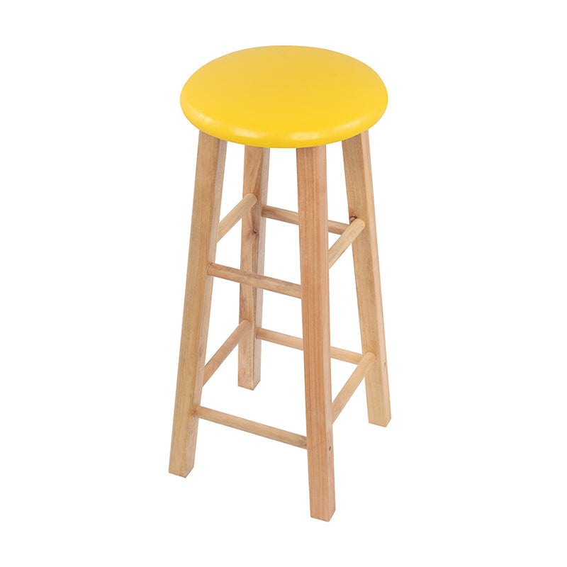Beige Wood Nordic Barstool 31.5" H Round Indoor Tall Stool, 1 Piece Clearhalo 'Bar Furniture' 'Bar Stools' 'bar_stools' 'furn' 'furn_bar_stools' 'furniture_bar_stools' 'Kitchen & Dining Furniture' 'kitchen&dining_furn' 'kitchen' 'kitchen_furn' Furniture' 4198826