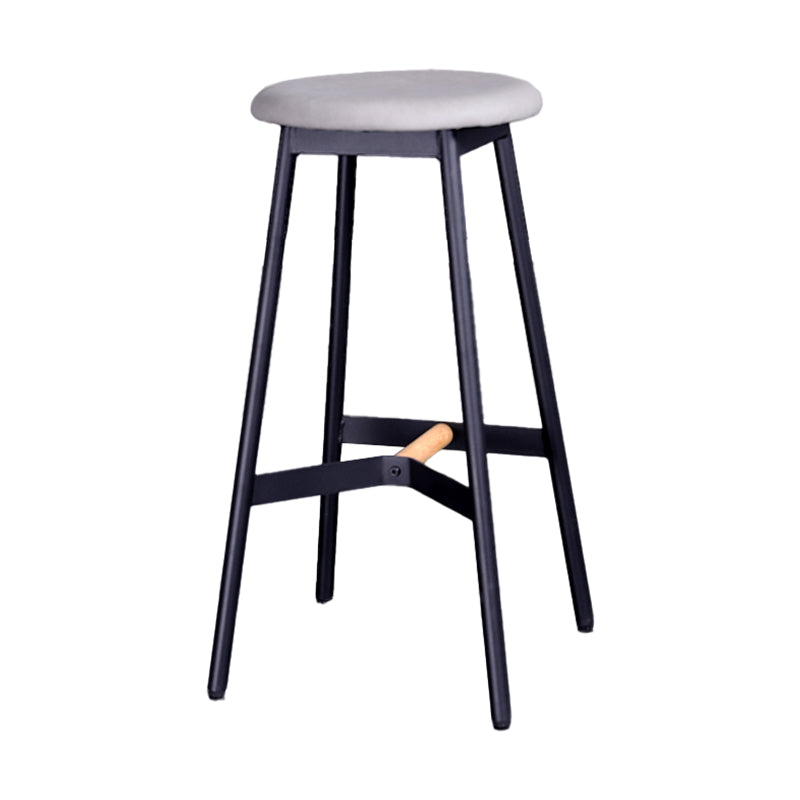 Scandinavian Black Counter Stools Metal Wood Backless Bar Stools with Round Seat Light Gray 1 Piece Clearhalo 'Bar Furniture' 'Bar Stools' 'bar_stools' 'furn' 'furn_bar_stools' 'furniture_bar_stools' 'Kitchen & Dining Furniture' 'kitchen&dining_furn' 'kitchen' 'kitchen_furn' Furniture' 4198829