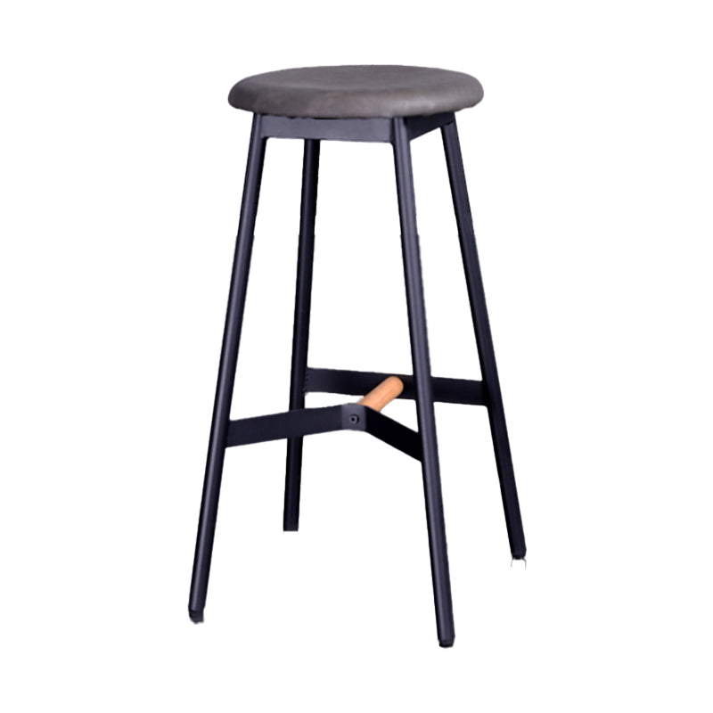 Scandinavian Black Counter Stools Metal Wood Backless Bar Stools with Round Seat Grey 1 Piece Clearhalo 'Bar Furniture' 'Bar Stools' 'bar_stools' 'furn' 'furn_bar_stools' 'furniture_bar_stools' 'Kitchen & Dining Furniture' 'kitchen&dining_furn' 'kitchen' 'kitchen_furn' Furniture' 4198830