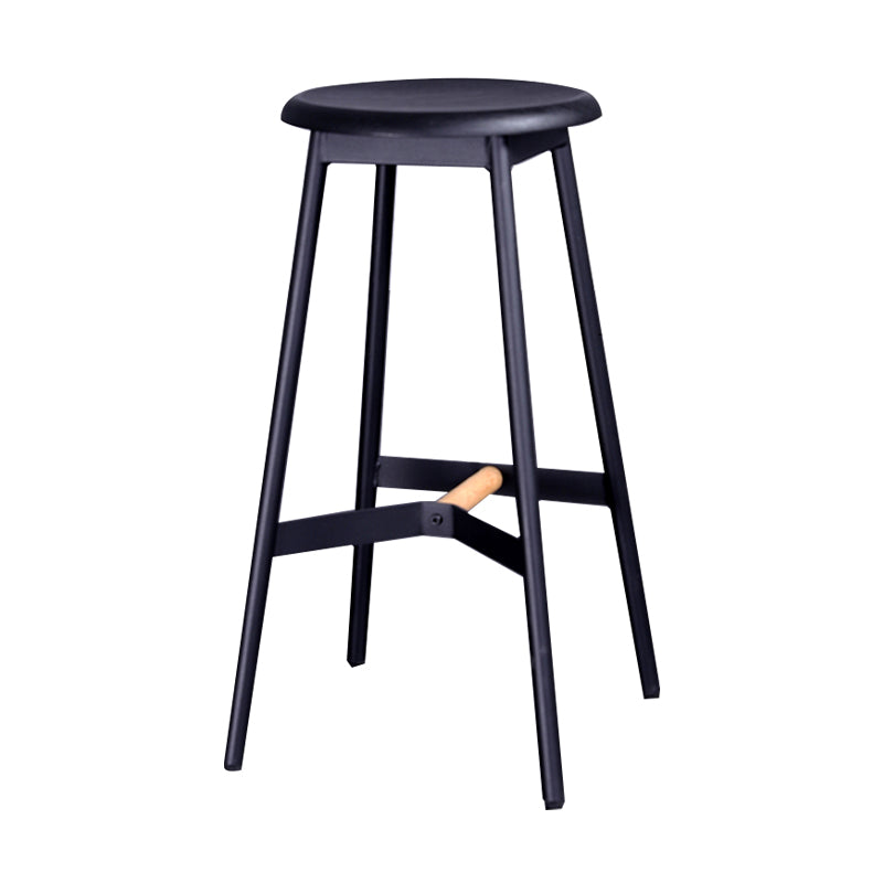 Scandinavian Black Counter Stools Metal Wood Backless Bar Stools with Round Seat Clearhalo 'Bar Furniture' 'Bar Stools' 'bar_stools' 'furn' 'furn_bar_stools' 'furniture_bar_stools' 'Kitchen & Dining Furniture' 'kitchen&dining_furn' 'kitchen' 'kitchen_furn' Furniture' 4198836