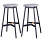 Scandinavian Black Counter Stools Metal Wood Backless Bar Stools with Round Seat Light Gray 2 Piece Set Clearhalo 'Bar Furniture' 'Bar Stools' 'bar_stools' 'furn' 'furn_bar_stools' 'furniture_bar_stools' 'Kitchen & Dining Furniture' 'kitchen&dining_furn' 'kitchen' 'kitchen_furn' Furniture' 4198839