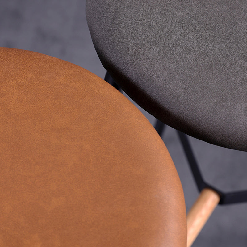 Scandinavian Black Counter Stools Metal Wood Backless Bar Stools with Round Seat Clearhalo 'Bar Furniture' 'Bar Stools' 'bar_stools' 'furn' 'furn_bar_stools' 'furniture_bar_stools' 'Kitchen & Dining Furniture' 'kitchen&dining_furn' 'kitchen' 'kitchen_furn' Furniture' 4198840