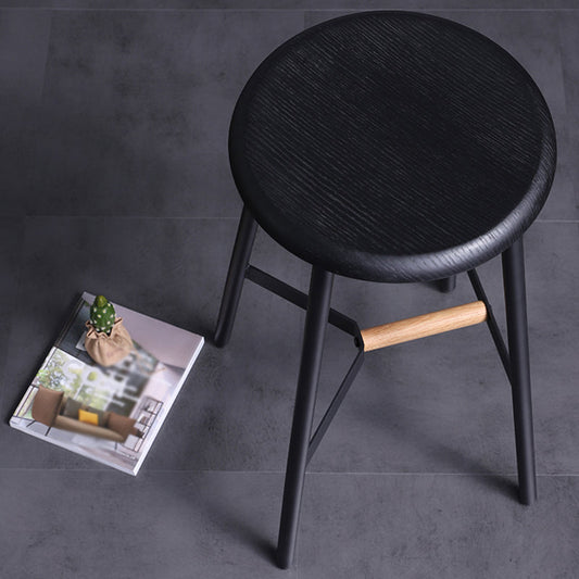 Scandinavian Black Counter Stools Metal Wood Backless Bar Stools with Round Seat Clearhalo 'Bar Furniture' 'Bar Stools' 'bar_stools' 'furn' 'furn_bar_stools' 'furniture_bar_stools' 'Kitchen & Dining Furniture' 'kitchen&dining_furn' 'kitchen' 'kitchen_furn' Furniture' 4198846