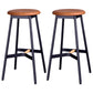 Scandinavian Black Counter Stools Metal Wood Backless Bar Stools with Round Seat Brown 2 Piece Set Clearhalo 'Bar Furniture' 'Bar Stools' 'bar_stools' 'furn' 'furn_bar_stools' 'furniture_bar_stools' 'Kitchen & Dining Furniture' 'kitchen&dining_furn' 'kitchen' 'kitchen_furn' Furniture' 4198847