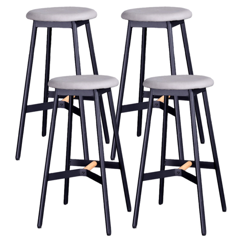 Scandinavian Black Counter Stools Metal Wood Backless Bar Stools with Round Seat Light Gray 4 Piece Set Clearhalo 'Bar Furniture' 'Bar Stools' 'bar_stools' 'furn' 'furn_bar_stools' 'furniture_bar_stools' 'Kitchen & Dining Furniture' 'kitchen&dining_furn' 'kitchen' 'kitchen_furn' Furniture' 4198848