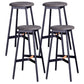 Scandinavian Black Counter Stools Metal Wood Backless Bar Stools with Round Seat Grey 4 Piece Set Clearhalo 'Bar Furniture' 'Bar Stools' 'bar_stools' 'furn' 'furn_bar_stools' 'furniture_bar_stools' 'Kitchen & Dining Furniture' 'kitchen&dining_furn' 'kitchen' 'kitchen_furn' Furniture' 4198850