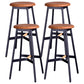 Scandinavian Black Counter Stools Metal Wood Backless Bar Stools with Round Seat Brown 4 Piece Set Clearhalo 'Bar Furniture' 'Bar Stools' 'bar_stools' 'furn' 'furn_bar_stools' 'furniture_bar_stools' 'Kitchen & Dining Furniture' 'kitchen&dining_furn' 'kitchen' 'kitchen_furn' Furniture' 4198853