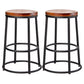 Industrial Brown Wood Barstool Distressed Indoor Tall Stool with Round Seat 2 Piece Set Counter Stool(26"H) Clearhalo 'Bar Furniture' 'Bar Stools' 'bar_stools' 'furn' 'furn_bar_stools' 'furniture_bar_stools' 'Kitchen & Dining Furniture' 'kitchen&dining_furn' 'kitchen' 'kitchen_furn' Furniture' 4198864