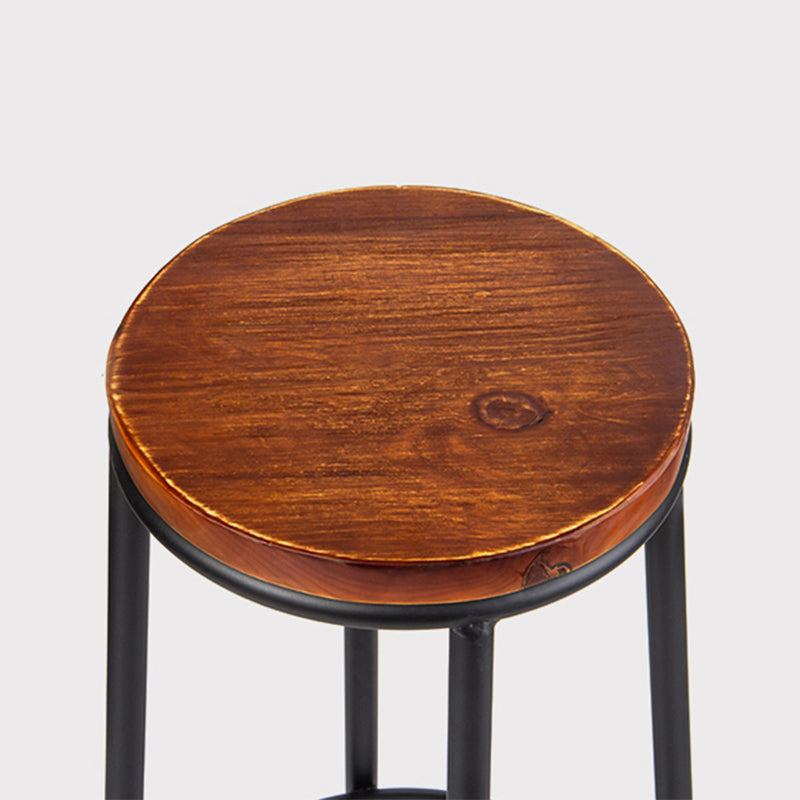 Industrial Brown Wood Barstool Distressed Indoor Tall Stool with Round Seat Clearhalo 'Bar Furniture' 'Bar Stools' 'bar_stools' 'furn' 'furn_bar_stools' 'furniture_bar_stools' 'Kitchen & Dining Furniture' 'kitchen&dining_furn' 'kitchen' 'kitchen_furn' Furniture' 4198870