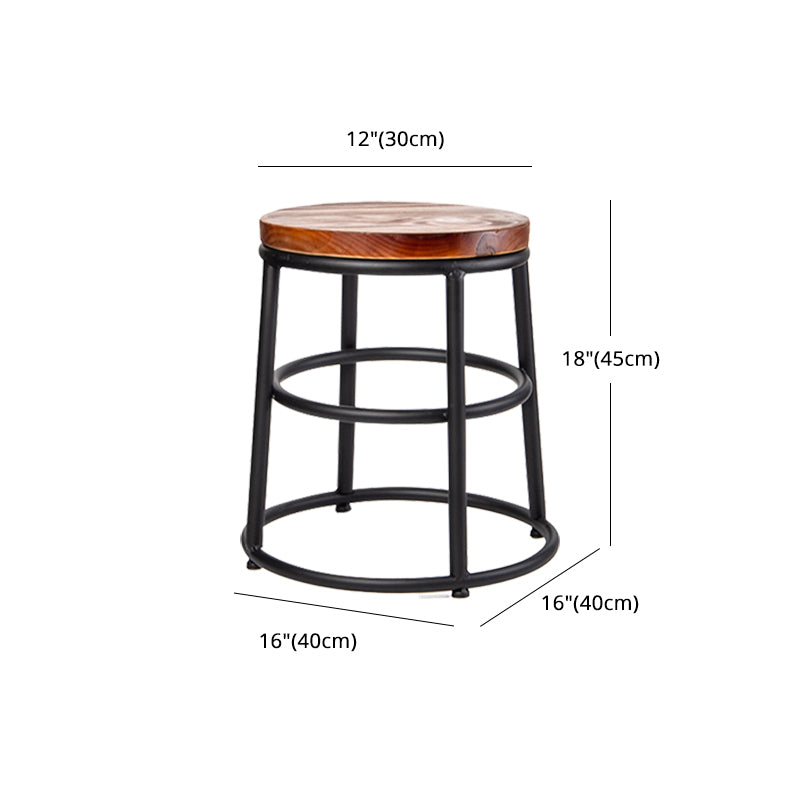 Industrial Brown Wood Barstool Distressed Indoor Tall Stool with Round Seat Clearhalo 'Bar Furniture' 'Bar Stools' 'bar_stools' 'furn' 'furn_bar_stools' 'furniture_bar_stools' 'Kitchen & Dining Furniture' 'kitchen&dining_furn' 'kitchen' 'kitchen_furn' Furniture' 4198875