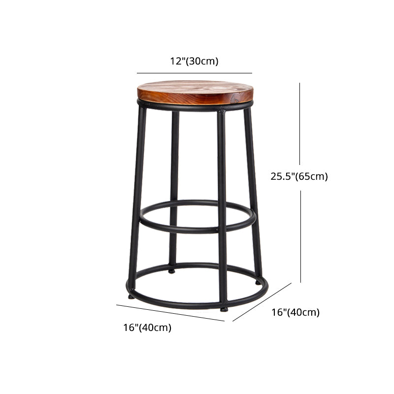 Industrial Brown Wood Barstool Distressed Indoor Tall Stool with Round Seat Clearhalo 'Bar Furniture' 'Bar Stools' 'bar_stools' 'furn' 'furn_bar_stools' 'furniture_bar_stools' 'Kitchen & Dining Furniture' 'kitchen&dining_furn' 'kitchen' 'kitchen_furn' Furniture' 4198876