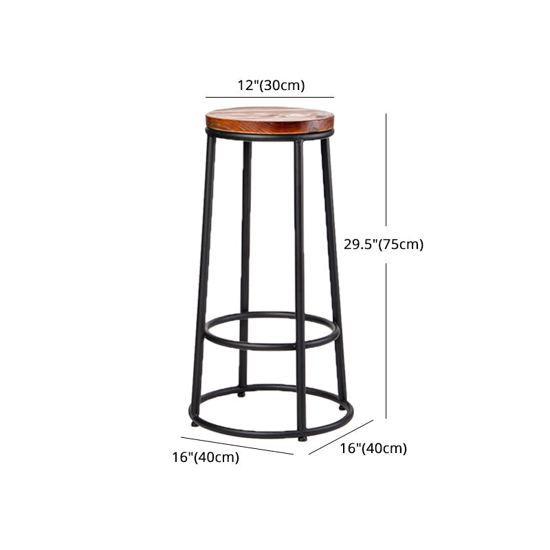 Industrial Brown Wood Barstool Distressed Indoor Tall Stool with Round Seat Clearhalo 'Bar Furniture' 'Bar Stools' 'bar_stools' 'furn' 'furn_bar_stools' 'furniture_bar_stools' 'Kitchen & Dining Furniture' 'kitchen&dining_furn' 'kitchen' 'kitchen_furn' Furniture' 4198877