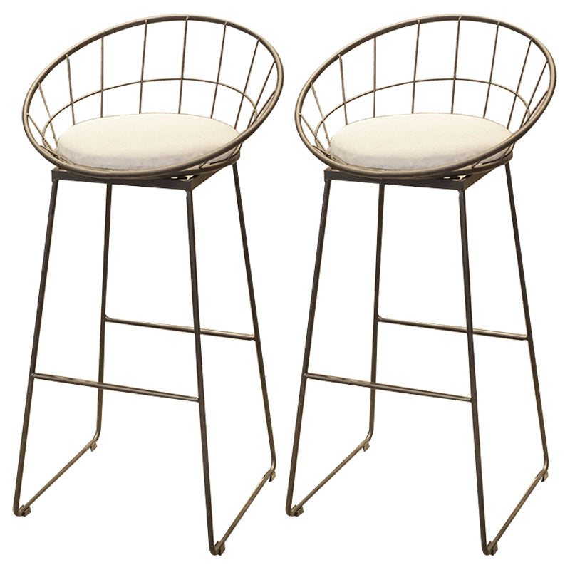 Scandinavian Metal Fabric Counter Stools White Low Back Bar Stools with Round Seat Black 2 Piece Set Clearhalo 'Bar Furniture' 'Bar Stools' 'bar_stools' 'furn' 'furn_bar_stools' 'furniture_bar_stools' 'Kitchen & Dining Furniture' 'kitchen&dining_furn' 'kitchen' 'kitchen_furn' Furniture' 4198879