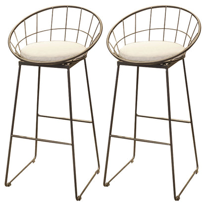 Scandinavian Metal Fabric Counter Stools White Low Back Bar Stools with Round Seat Black 2 Piece Set Clearhalo 'Bar Furniture' 'Bar Stools' 'bar_stools' 'furn' 'furn_bar_stools' 'furniture_bar_stools' 'Kitchen & Dining Furniture' 'kitchen&dining_furn' 'kitchen' 'kitchen_furn' Furniture' 4198879