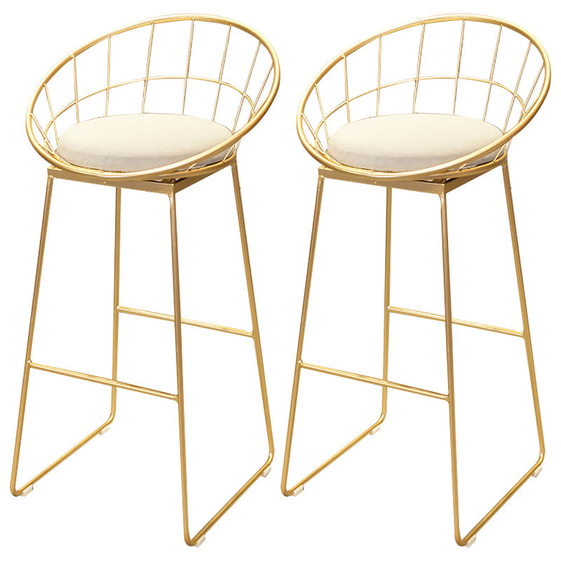 Scandinavian Metal Fabric Counter Stools White Low Back Bar Stools with Round Seat Gold 2 Piece Set Clearhalo 'Bar Furniture' 'Bar Stools' 'bar_stools' 'furn' 'furn_bar_stools' 'furniture_bar_stools' 'Kitchen & Dining Furniture' 'kitchen&dining_furn' 'kitchen' 'kitchen_furn' Furniture' 4198880