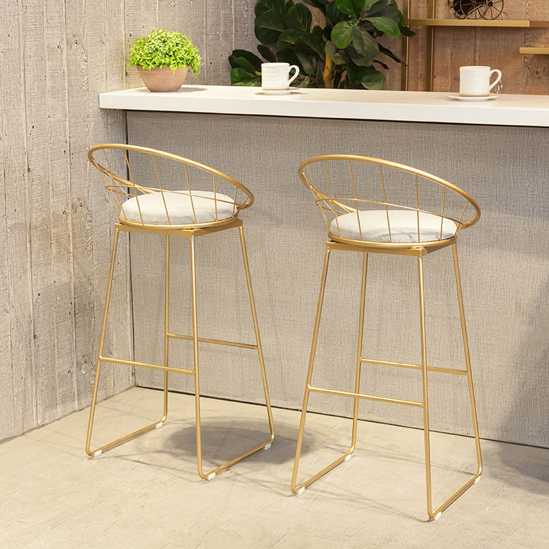 Scandinavian Metal Fabric Counter Stools White Low Back Bar Stools with Round Seat Clearhalo 'Bar Furniture' 'Bar Stools' 'bar_stools' 'furn' 'furn_bar_stools' 'furniture_bar_stools' 'Kitchen & Dining Furniture' 'kitchen&dining_furn' 'kitchen' 'kitchen_furn' Furniture' 4198881