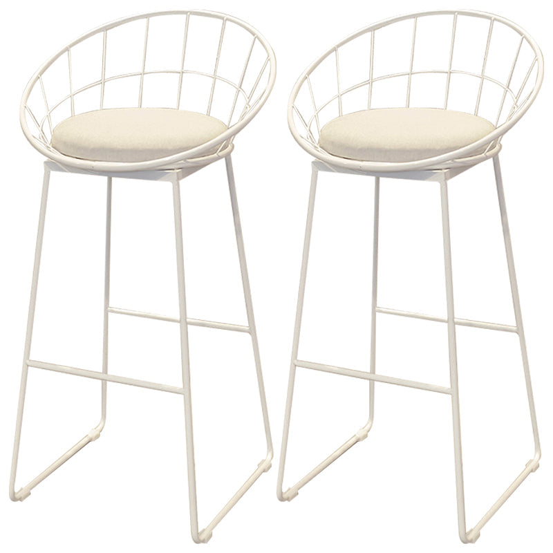 Scandinavian Metal Fabric Counter Stools White Low Back Bar Stools with Round Seat White 2 Piece Set Clearhalo 'Bar Furniture' 'Bar Stools' 'bar_stools' 'furn' 'furn_bar_stools' 'furniture_bar_stools' 'Kitchen & Dining Furniture' 'kitchen&dining_furn' 'kitchen' 'kitchen_furn' Furniture' 4198882