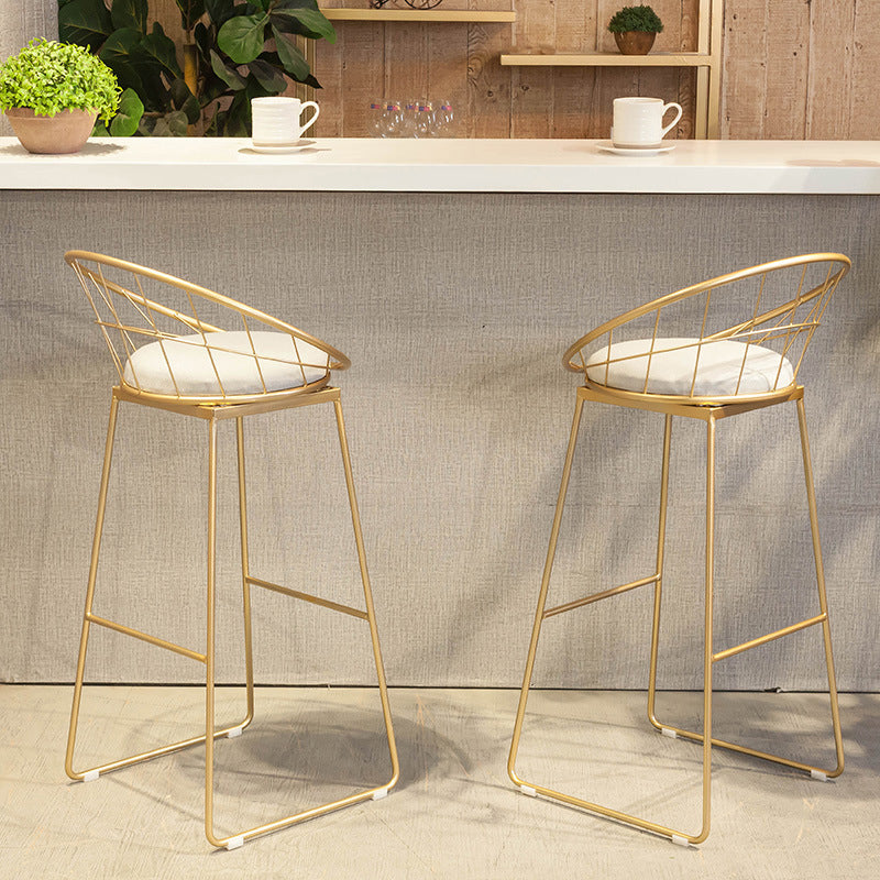 Scandinavian Metal Fabric Counter Stools White Low Back Bar Stools with Round Seat Clearhalo 'Bar Furniture' 'Bar Stools' 'bar_stools' 'furn' 'furn_bar_stools' 'furniture_bar_stools' 'Kitchen & Dining Furniture' 'kitchen&dining_furn' 'kitchen' 'kitchen_furn' Furniture' 4198883