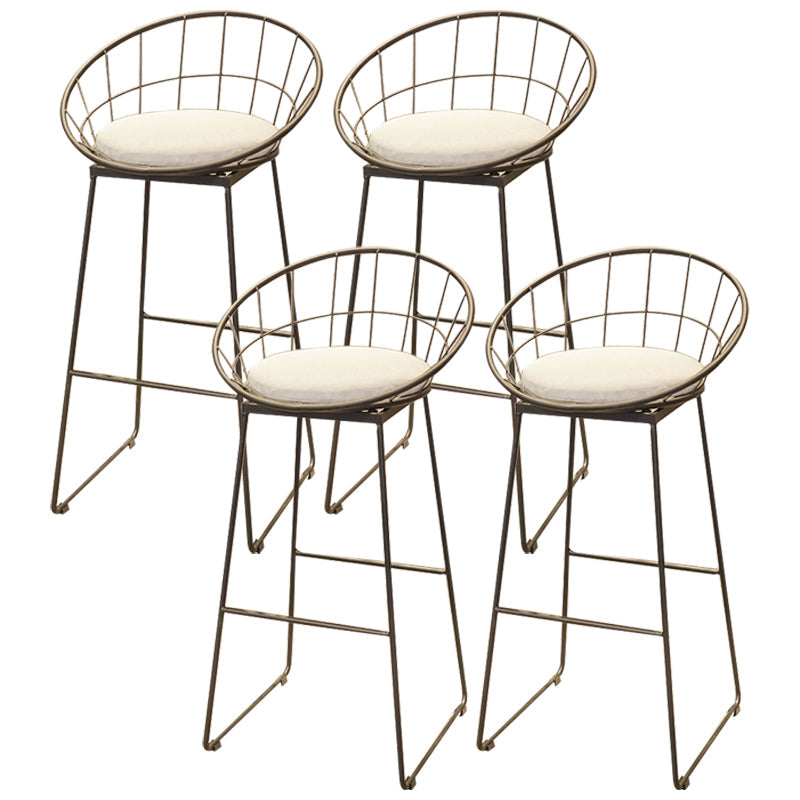 Scandinavian Metal Fabric Counter Stools White Low Back Bar Stools with Round Seat Black 4 Piece Set Clearhalo 'Bar Furniture' 'Bar Stools' 'bar_stools' 'furn' 'furn_bar_stools' 'furniture_bar_stools' 'Kitchen & Dining Furniture' 'kitchen&dining_furn' 'kitchen' 'kitchen_furn' Furniture' 4198884