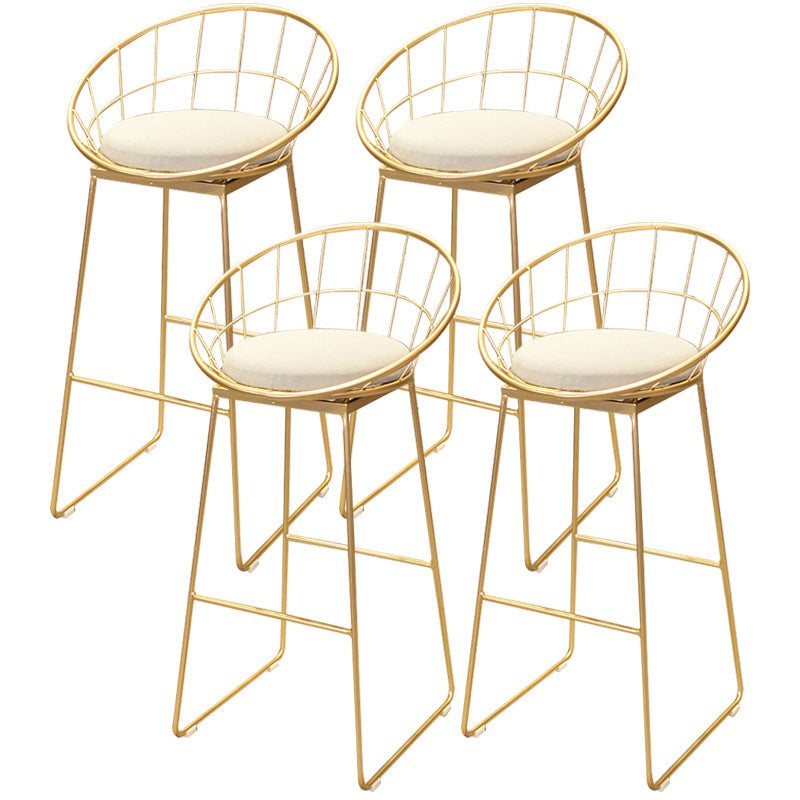 Scandinavian Metal Fabric Counter Stools White Low Back Bar Stools with Round Seat Gold 4 Piece Set Clearhalo 'Bar Furniture' 'Bar Stools' 'bar_stools' 'furn' 'furn_bar_stools' 'furniture_bar_stools' 'Kitchen & Dining Furniture' 'kitchen&dining_furn' 'kitchen' 'kitchen_furn' Furniture' 4198886