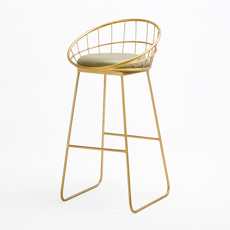 Scandinavian Metal Fabric Counter Stools White Low Back Bar Stools with Round Seat Clearhalo 'Bar Furniture' 'Bar Stools' 'bar_stools' 'furn' 'furn_bar_stools' 'furniture_bar_stools' 'Kitchen & Dining Furniture' 'kitchen&dining_furn' 'kitchen' 'kitchen_furn' Furniture' 4198887