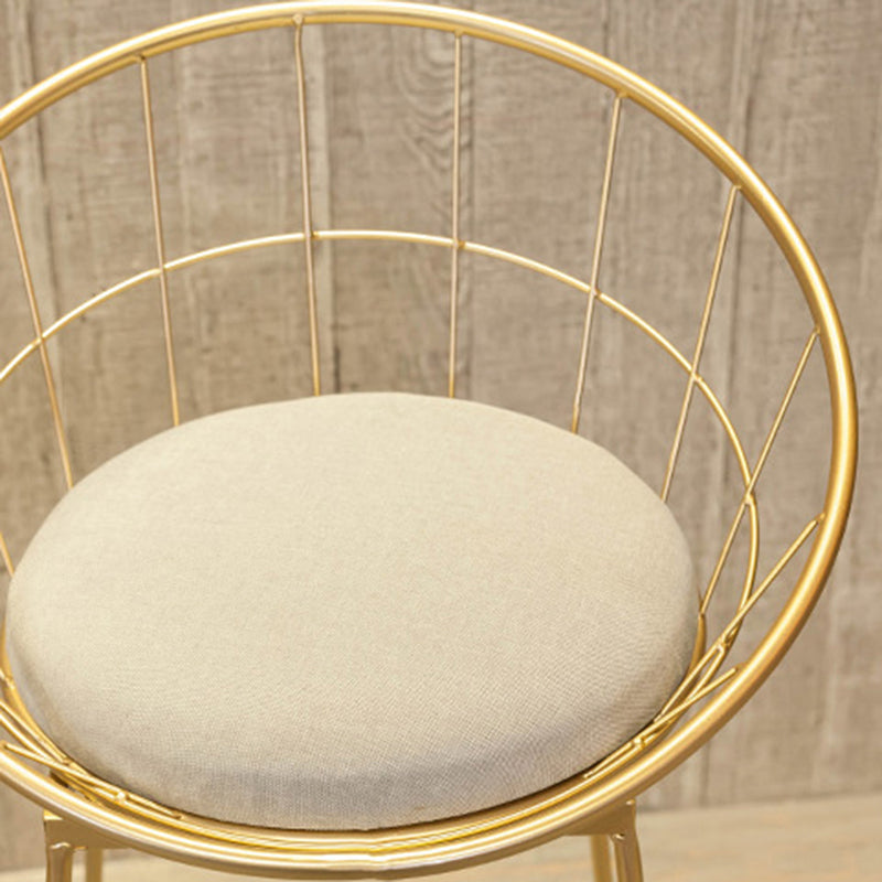 Scandinavian Metal Fabric Counter Stools White Low Back Bar Stools with Round Seat Clearhalo 'Bar Furniture' 'Bar Stools' 'bar_stools' 'furn' 'furn_bar_stools' 'furniture_bar_stools' 'Kitchen & Dining Furniture' 'kitchen&dining_furn' 'kitchen' 'kitchen_furn' Furniture' 4198890