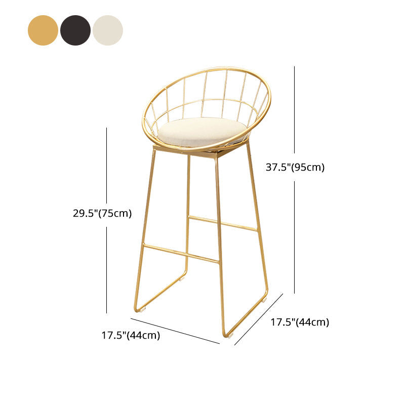 Scandinavian Metal Fabric Counter Stools White Low Back Bar Stools with Round Seat Clearhalo 'Bar Furniture' 'Bar Stools' 'bar_stools' 'furn' 'furn_bar_stools' 'furniture_bar_stools' 'Kitchen & Dining Furniture' 'kitchen&dining_furn' 'kitchen' 'kitchen_furn' Furniture' 4198893